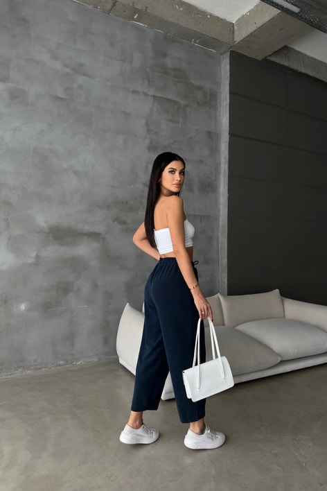 Dikiş Detay Şalvar Pantolon Lacivert