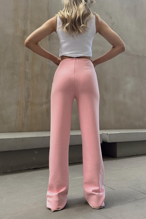 Dikiş Detay Scuba Palazzo Pantolon Pembe