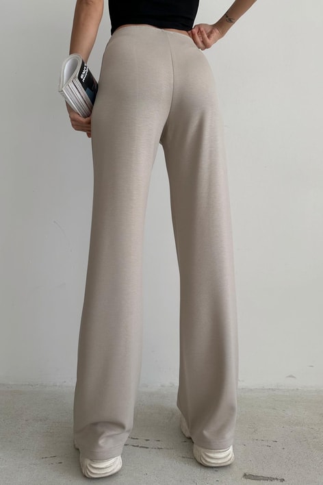 Dikiş Detay Scuba Palazzo Pantolon Bej
