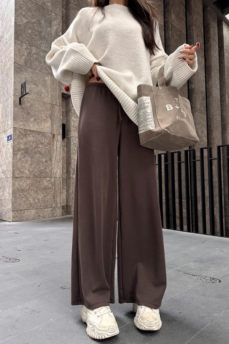 Düşük Bel Modal Pantolon Acı Kahve