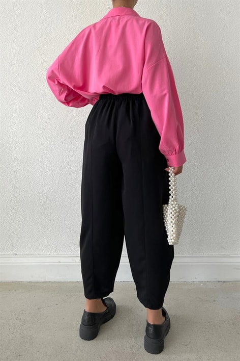 Elastik Belli Balon Pantolon Siyah