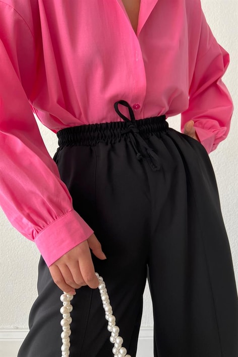 Elastik Belli Balon Pantolon Siyah