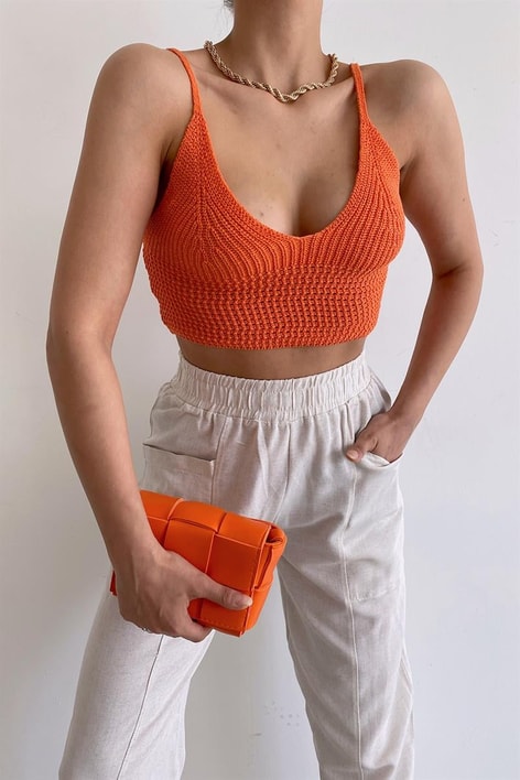 Elastik Belli Keten Pantolon Taş