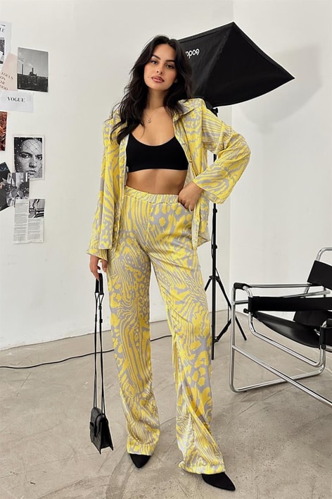 Elastik Belli Paint Pantolon Gri