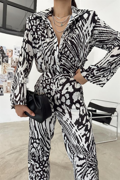 Elastik Belli Paint Pantolon Siyah