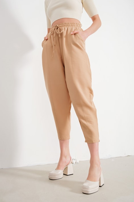 Elastik Jogger Pantolon Camel