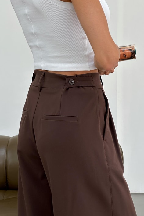 Geniş Paça Ayarlanabilir Pantolon Kahve