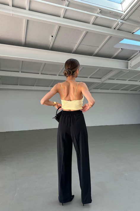 Gold Düğmeli Pantolon Siyah
