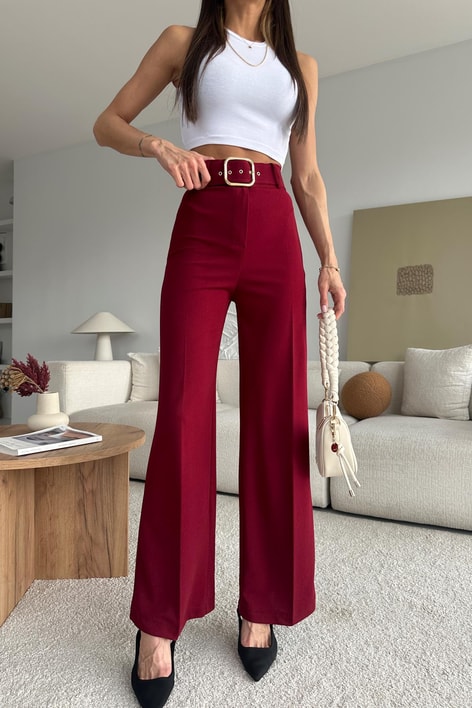 Gold Tokalı Pantolon Bordo