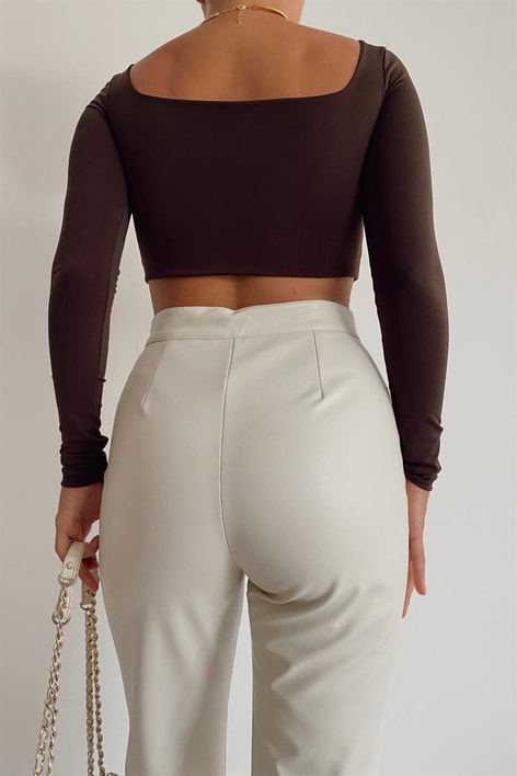 İspanyol Deri Pantolon Krem