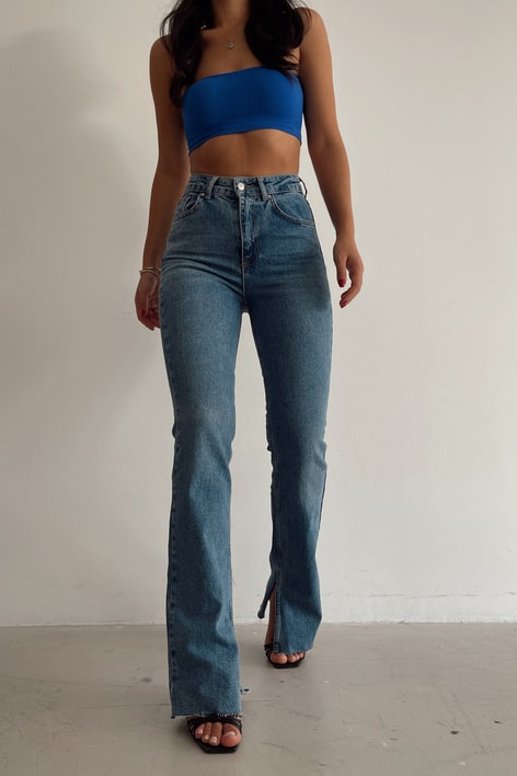 Kar Yıkama Flare Jean Mavi