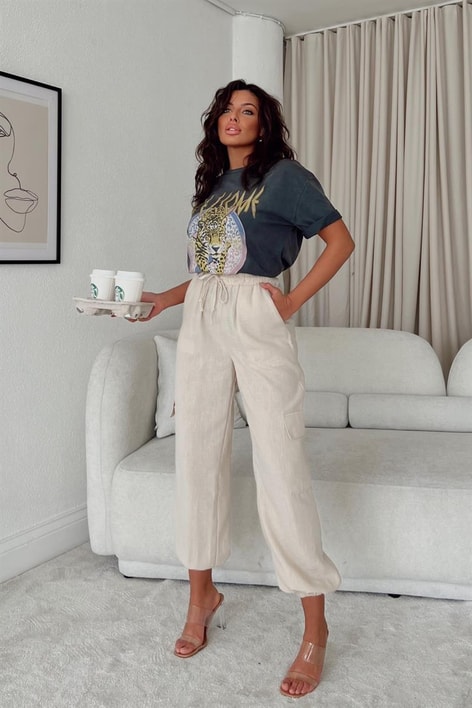 Kargo Cepli Jogger Relax Pantolon Taş