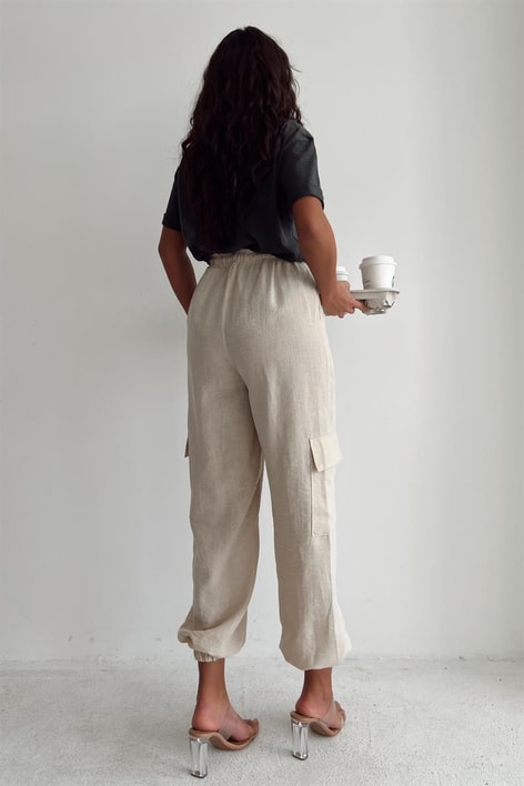 Kargo Cepli Jogger Relax Pantolon Taş