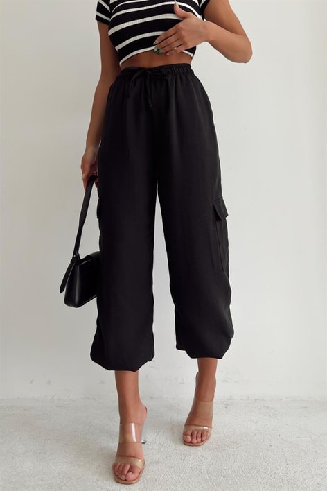 Kargo Cepli Jogger Relax Pantolon Siyah