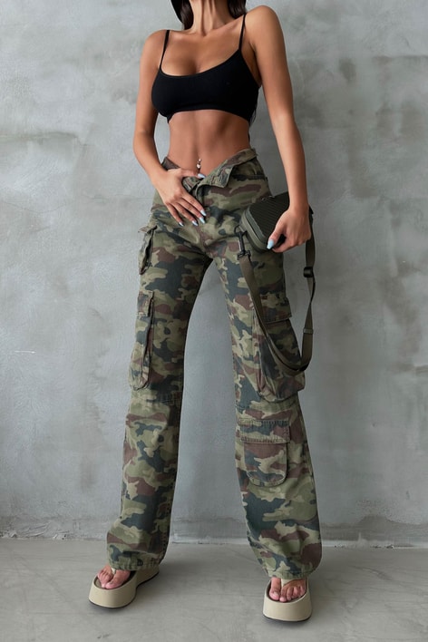 Kargo Cepli Kamuflaj Pantolon Haki