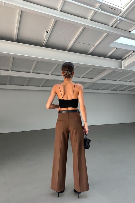 Kemerli Bol Pantolon Kahve