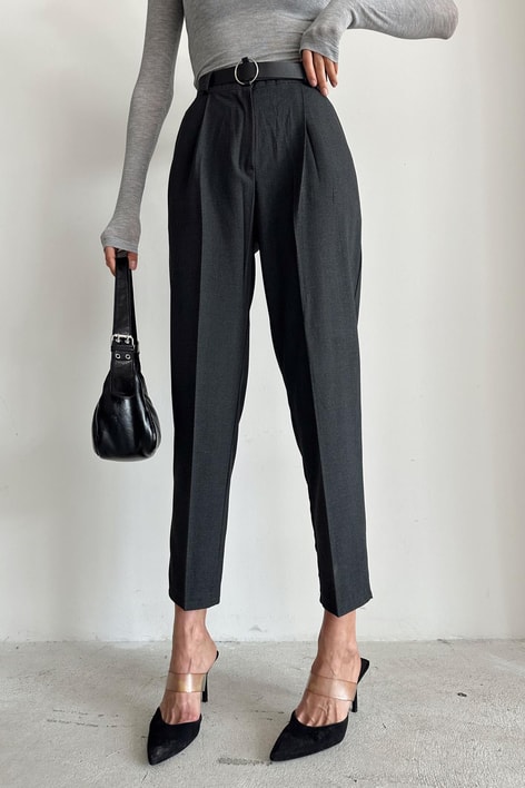 Kemerli Havuç Pantolon Antrasit