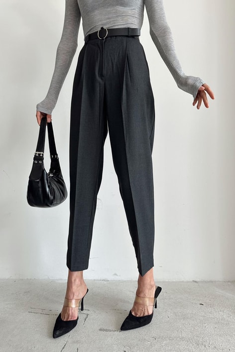 Kemerli Havuç Pantolon Antrasit