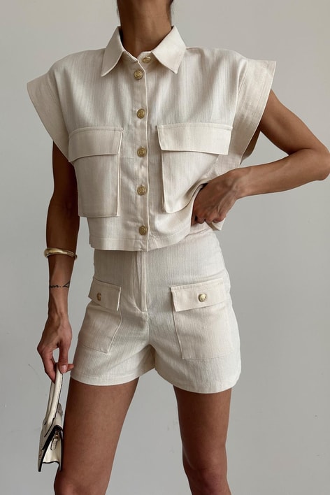 Kısa Cepli Yelek Taş