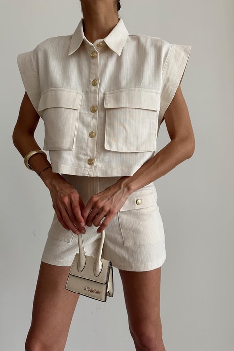 Kısa Cepli Yelek Taş