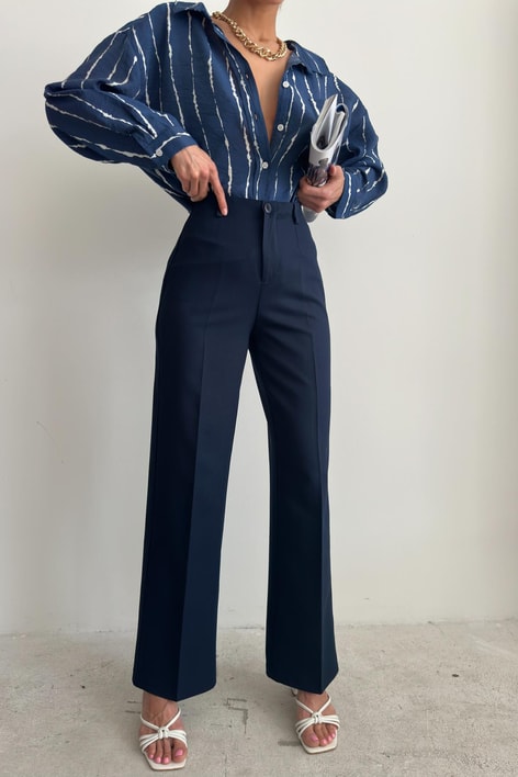 Klasik Palazzo Pantolon Lacivert