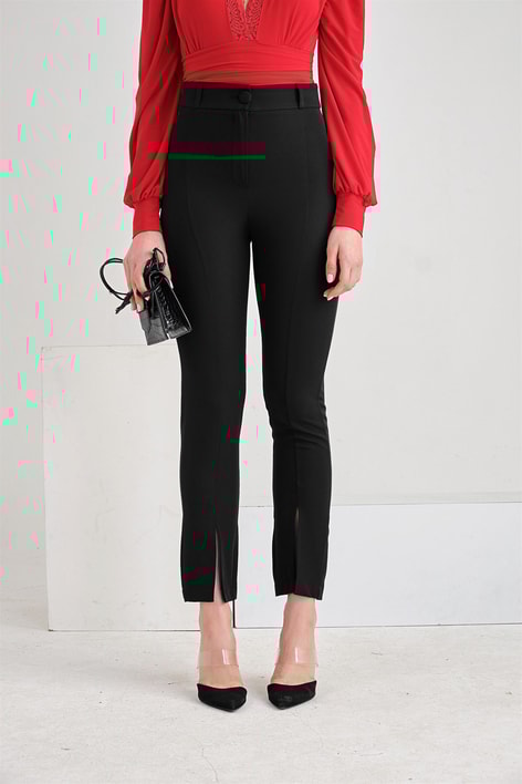 Klasik Yırtmaçlı Pantolon Siyah