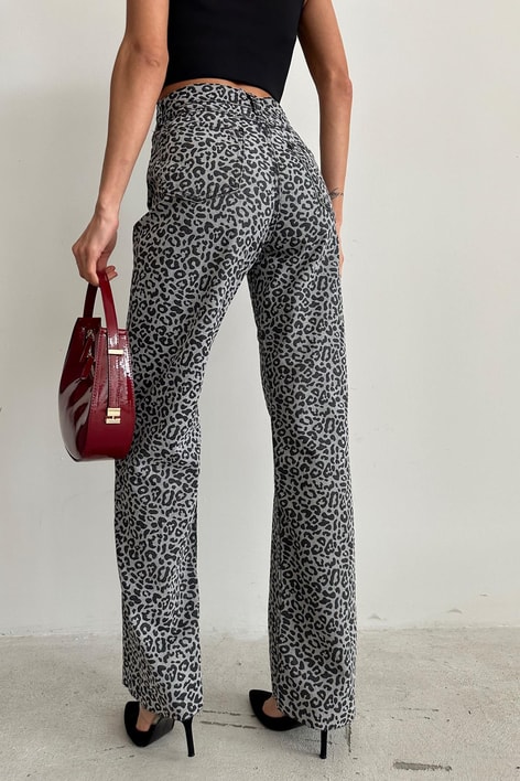 Leopar Palazzo Pantolon GRİ