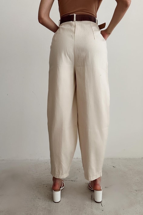 Loose Kemerli Balon Pantolon Taş