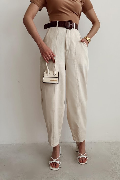 Loose Kemerli Balon Pantolon Taş