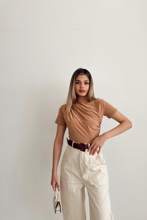 Loose Kemerli Balon Pantolon Taş