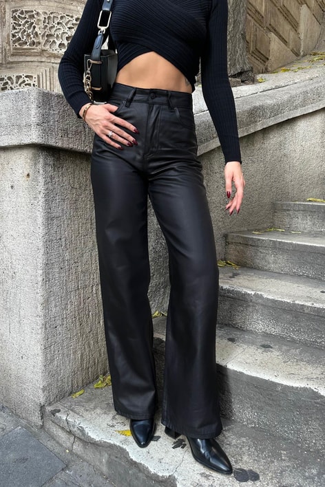 Mat Kaplama Palazzo Pantolon Siyah