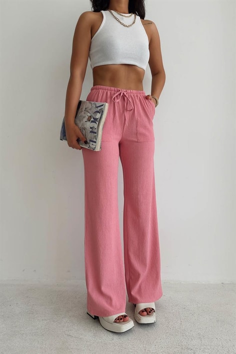 Ön Cepli Relax Pantolon Gül Kurusu