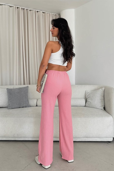 Ön Cepli Relax Pantolon Gül Kurusu