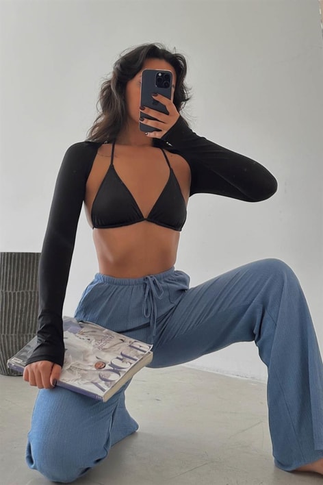 Ön Cepli Relax Pantolon İndigo