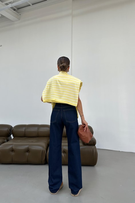 Paça Katlamalı Mom Jean Lacivert