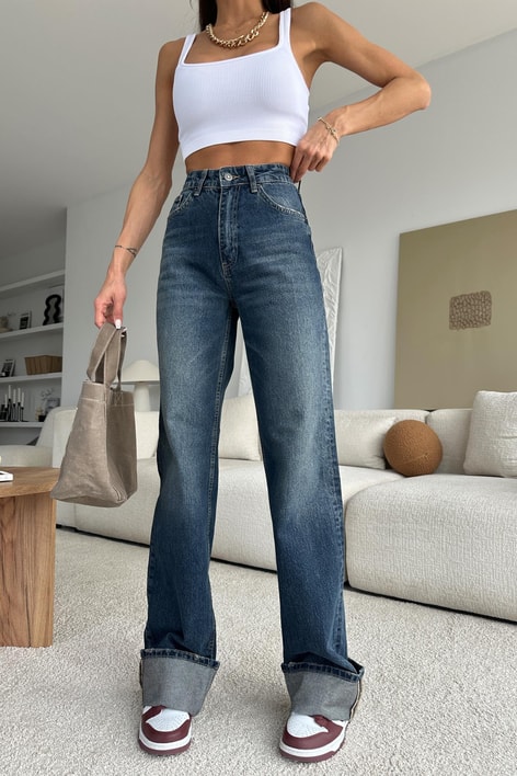 Paça Katlamalı Strong Jean Lacivert
