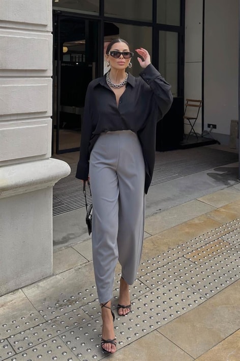 Pensli Carrot Fit Pantolon Gri