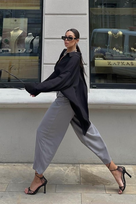 Pensli Carrot Fit Pantolon Gri