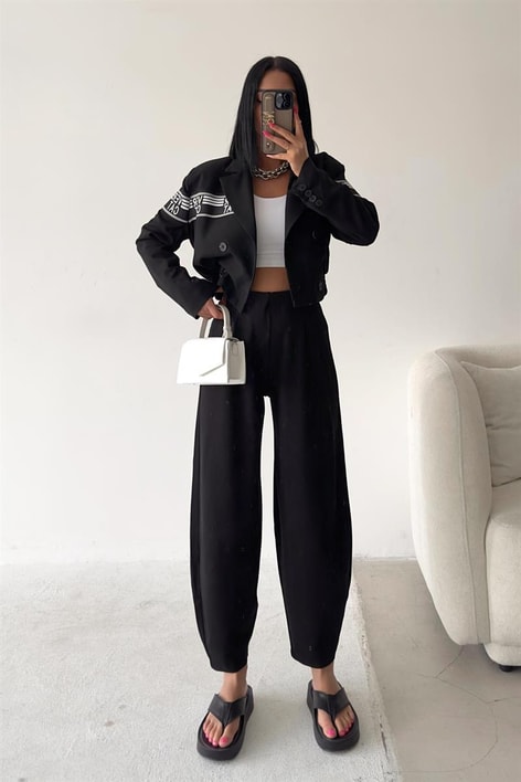 Pensli Carrot Fit Pantolon Siyah