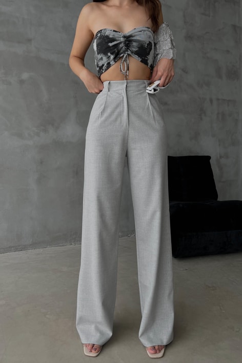 Pensli Palazzo Pantolon Açık Gri