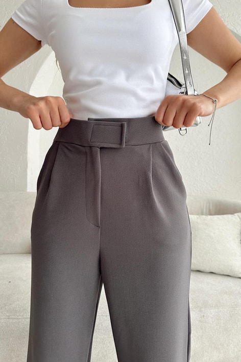 Pileli Modern ÇırtÇırt Palazzo Antrasit