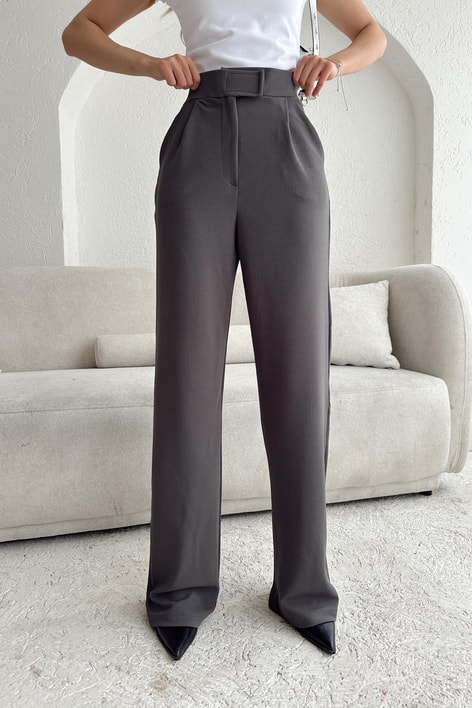 Pileli Modern ÇırtÇırt Palazzo Antrasit