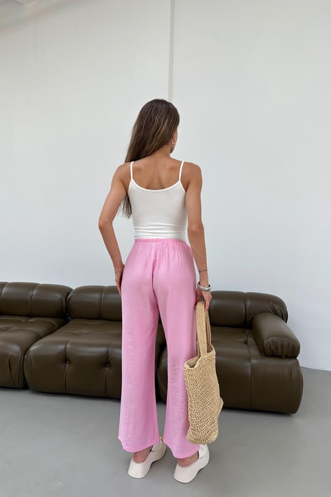 Relax Tensel Dokulu Bol Pantolon Pembe