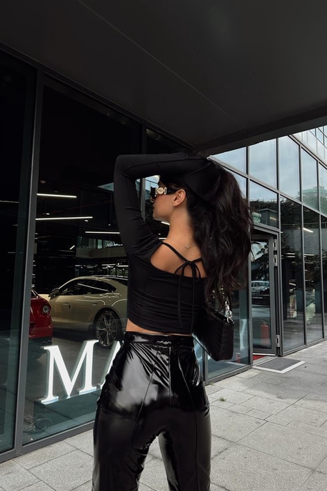 Rugan Yüksek Bel Pantolon Siyah