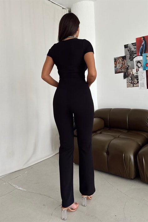 Straight Dikişli Pantolon Siyah