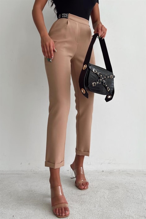 Texs Baskılı Havuç Pantolon Camel