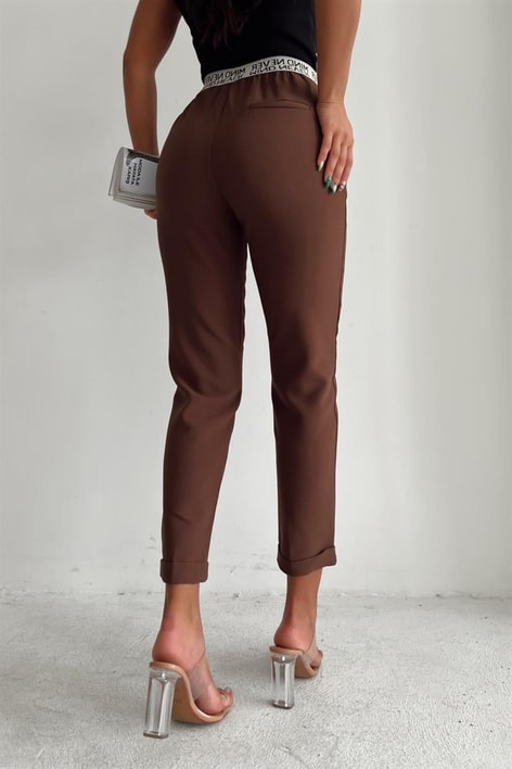 Texs Baskılı Havuç Pantolon Kahve