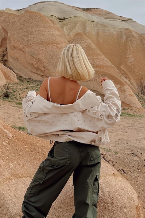 Yan Büzgülü Paraşüt Pantolon Yeşil