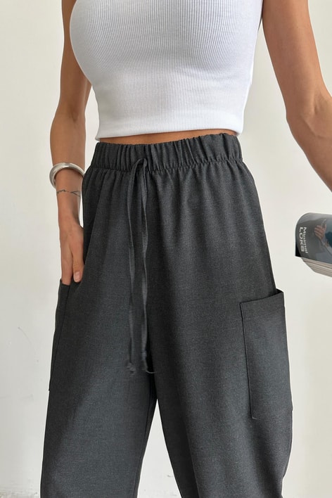 Yan Cepli Salaş Pantolon Antrasit