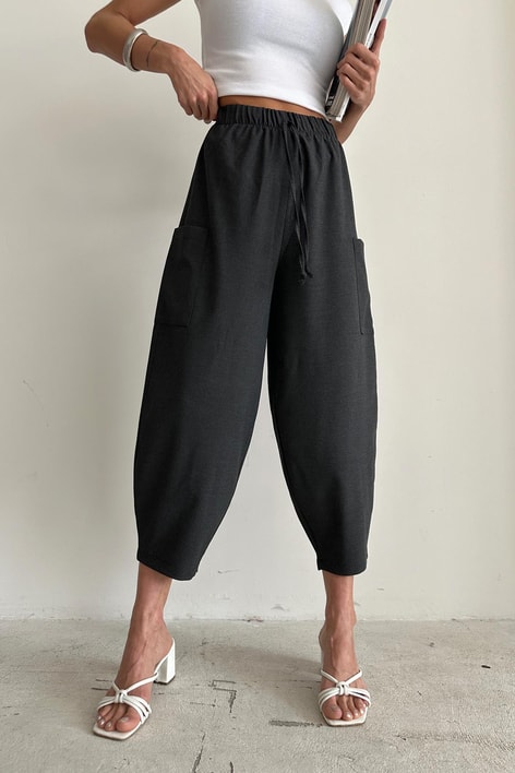 Yan Cepli Salaş Pantolon Antrasit